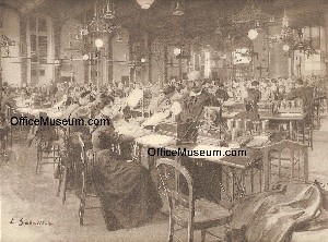 1901 La Grande Salle des Francais au Bureau Central des Telegraphes a Paris L'Illustration 23 Nov OM.jpg (33718 bytes)